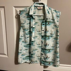 XS button down sleeveless dress shirt